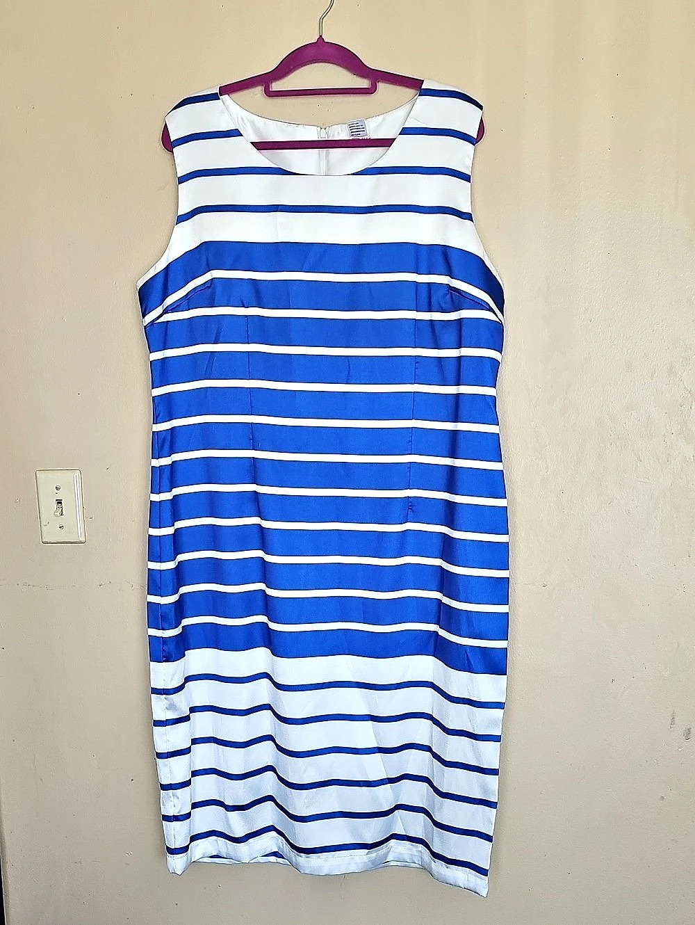 Masseys Striped Midi Dress in Blue & White Size 18W NWT
